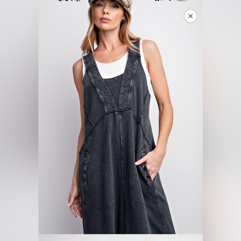 Easel NWT Mineral-Washed Terry Sweat Blue Boho Romper SZ L - Picture 4 of 6